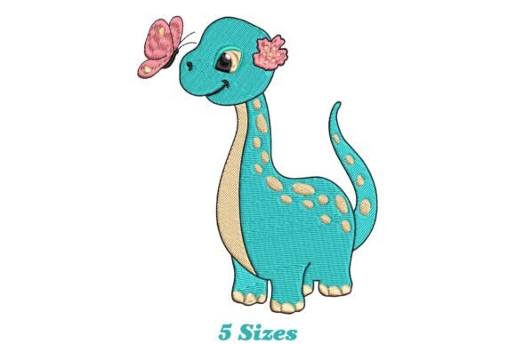 Cute Dinosaur with Butterfly: A Whimsical Embroidery Design for Craft Fairs