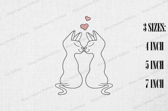 Cute Love Cat Couple for Heartfelt Embroidery Projects