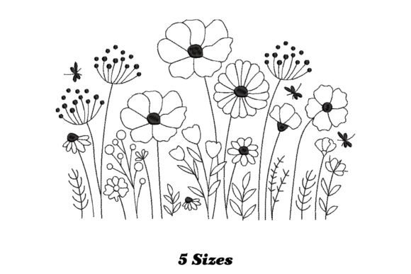 Enchanting Wildflowers: A Playful Embroidery Design for Boutique Sweatshirts