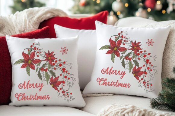 Merry Christmas Poinsettia for Pillows Review