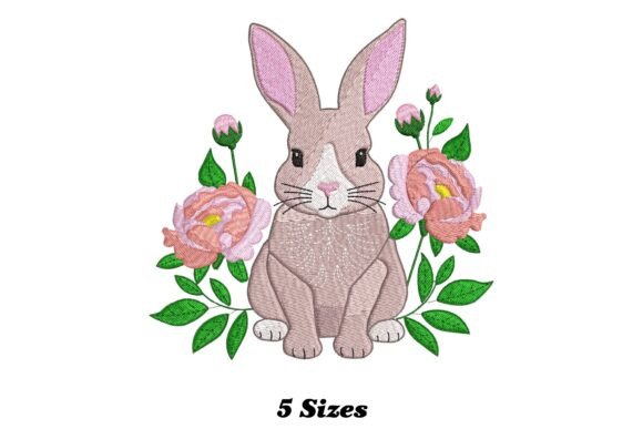 Rabbit with Flower: A Playful Embroidery Design for Small Business Branding