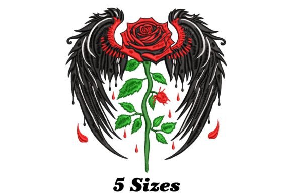 Sophisticated Rose with Gothic Wings Embroidery Review